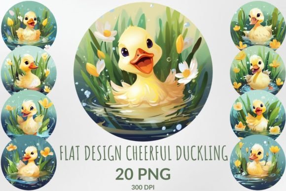 Download Flat Design Cheerful Duckling Clipart - Flat design Collection