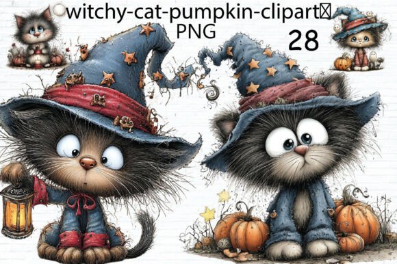 Download Cute Witchy Cat Pumpkin Clipart PNG - Pumpkin clipart Collection