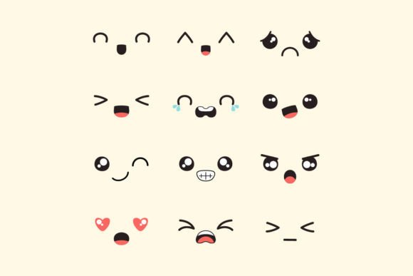 Download Hand Draw Flat Design Kawaii Face - Flat design Collection